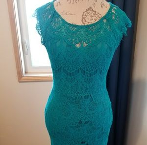 Teal lace dress